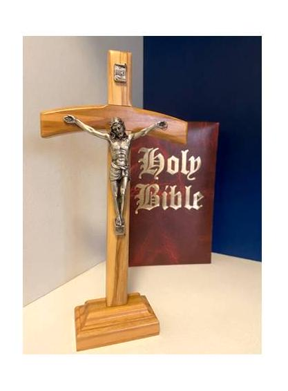 Papal Olivewood Crucifix on Stand 19cm