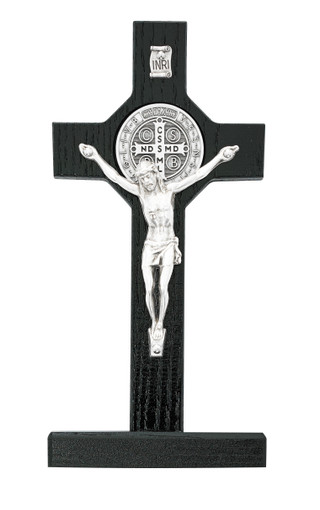 St Benedict Cross On stand, Black St Benedict 15.5cm on stand