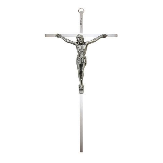 Silver Metal Crucifix 10"