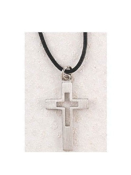 Cross or Crucifix On Adjustable Leather Chain, Pewter Cross on Chain, Christian Gifts for boys ,Confirmation gifts, Crucifix Pendant