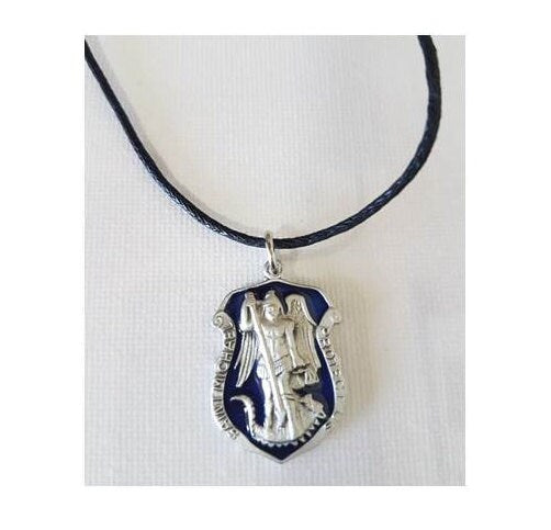 Blue St Michael Necklace , St Michael Badge Medal, Policeman and Military Gift,Adjustable Cord Archangel Michael, Men's and Youth Gift