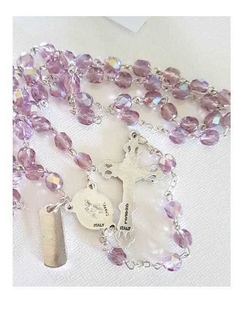 June Birthstone Light Amethyst/Alexandrite Rosary/ Birthstone Rosary for June with Birthstone Card and 'How To Read The Rosary ' Booklet set