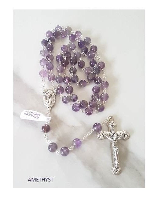 Genuine Gemstone Rosary,**Choose Gemstone**,Quality beads from Italy, Tiger Eye,Aventurine,Gold Sand,Rose Quartz,Hematite,Jade,Red Coral