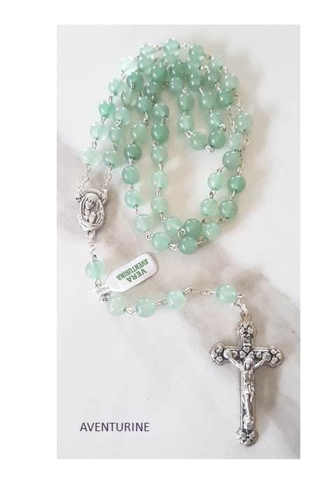 Genuine Gemstone Rosary,**Choose Gemstone**,Quality beads from Italy, Tiger Eye,Aventurine,Gold Sand,Rose Quartz,Hematite,Jade,Red Coral