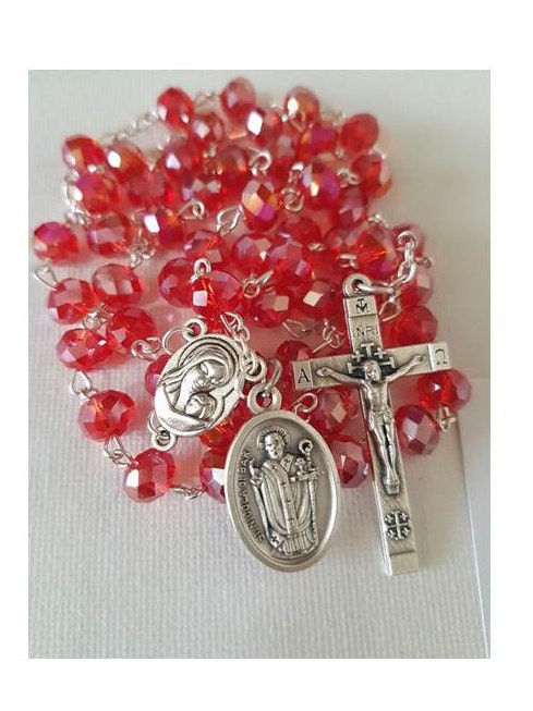 St Nicholas Rosary/St Nicholas Patron of Sick Children Rosary/Red Rosary with Jerusalem Soil/Rosary with Saints Charm/**Choose Your Saints