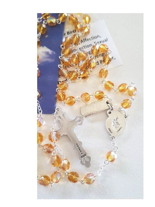Birthstone November Rosary Topaz Stone with 'Blessed' Medal and 'How to Read The Rosary Booklet/ November Birthstone Rosary Glass Beads