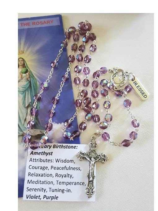 February Birthstone Rosary/Amethyst Birthstone Rosary/ Birthstone Colour For February Rosary with Rosary Booklet and Birthstone Colour Tag