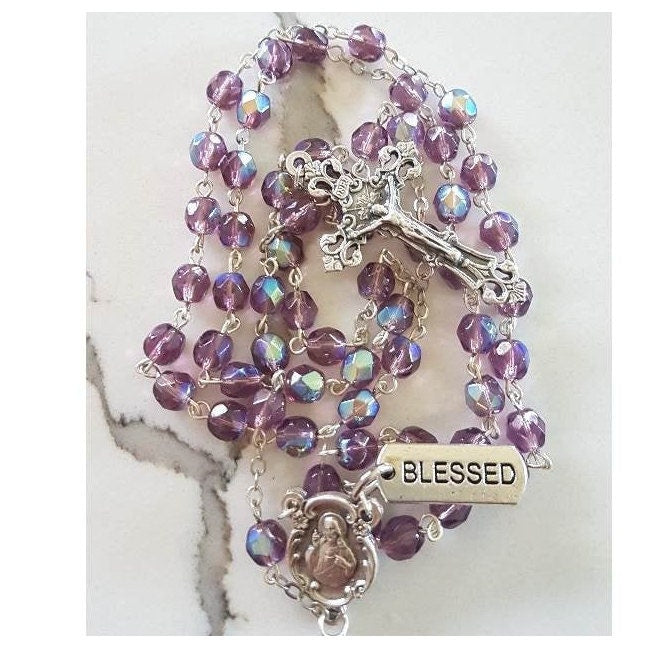 February Birthstone Rosary/Amethyst Birthstone Rosary/ Birthstone Colour For February Rosary with Rosary Booklet and Birthstone Colour Tag