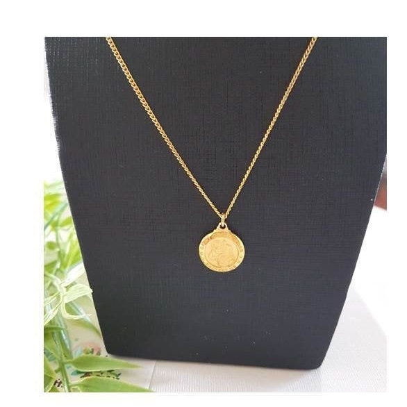 St Christopher Sterling Silver With 18KT Gold Medal, 18KT Gold on Sterling Silver St Christopher Necklace, **Choose your Chain Length**