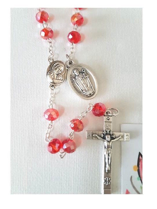 St Nicholas Rosary/St Nicholas Patron of Sick Children Rosary/Red Rosary with Jerusalem Soil/Rosary with Saints Charm/**Choose Your Saints