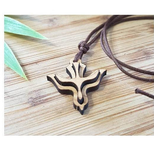 Olivewood Holy Spirit Pendant On Cord/Olive Wood Holy Spirit Necklace/Natural Wood Religious Necklace/Wood Confirmation Pendant/Wooden Gifts