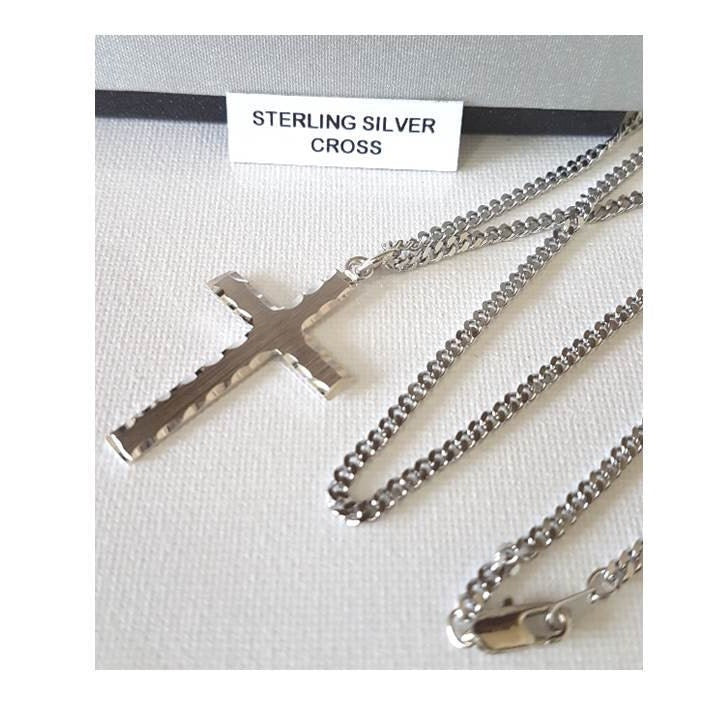 Lords Prayer Sterling Cross,Sterling Silver Protestant Cross,Silver Men Cross with Lords Prayer,Adult Big Cross Pendant