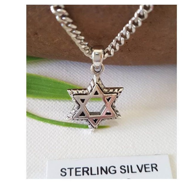 Solid Star Of David Pendant, Heavy 925 Sterling Silver Magen David Medal, Ladies And Men Shield of David Pendant,Unisex Pentagram Medal