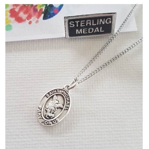 Mini Saint Michael Necklace, Mini St Christopher Medal ,Small St Michael Pendant for kids, Protection Saint for Baptism and Communion Gifts