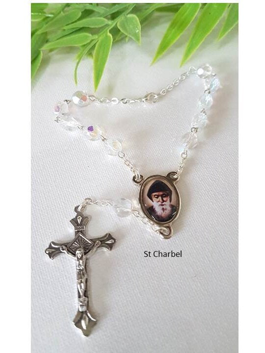 St Charbel Car Rosary/Divine Mercy Auto Rosary/Sacred Heart Of Jesus Car Rosary/One Decade Rosary for Car/Rosary to hang on Vehicle