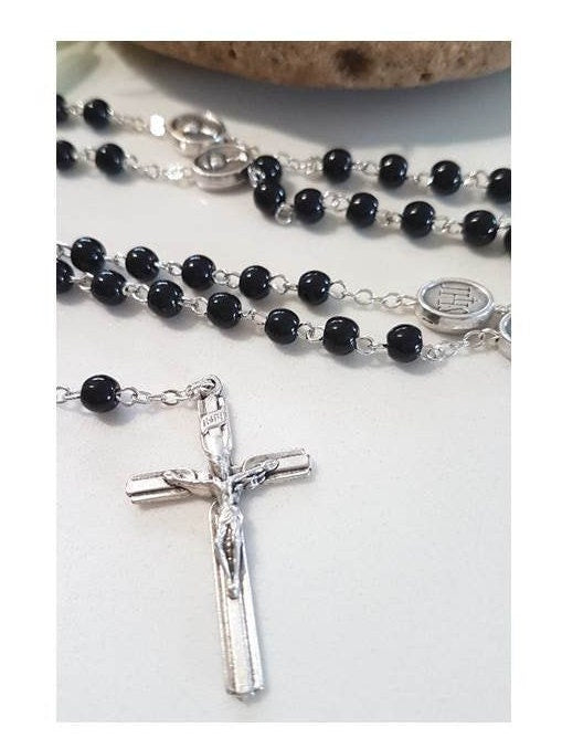 Holy Communion Rosary/First Communion Rosary/Black Glass Rosary For First Holy Communion/Communion Rosary with Chalice Boys and Girls