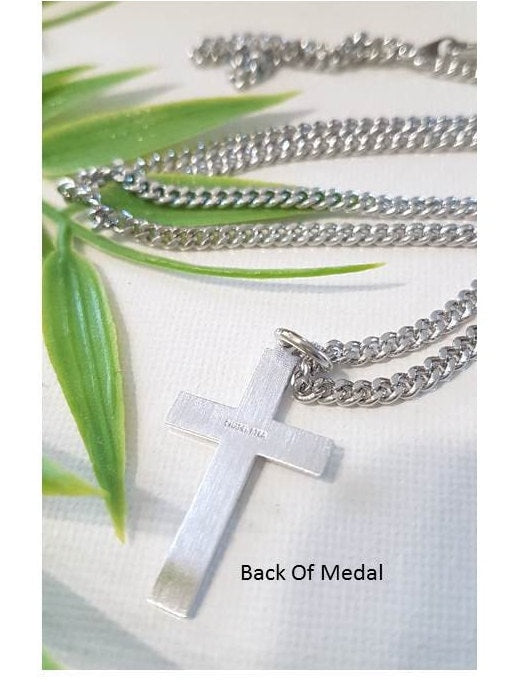 Mens Sterling Silver Cross Necklace/Silver Cross Necklace/Men and Women Christian Cross Jewelry/Heavy Chain quality Sterling Cross