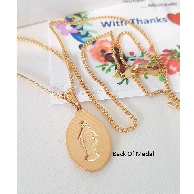 Virgin Mary Gold Filled Pendant/18K Gold Filled Our Lady Of Grace Necklace/Ladies Miraculous Lady Pendant/Girls Gold Filled Madonna Pendant