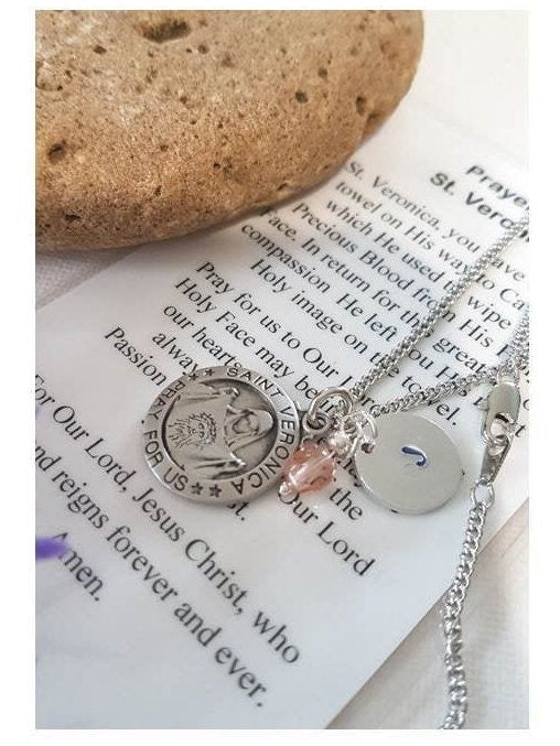 Saint Veronica Pewter Personalized Medal/First Communion Gifts/Girls Confirmation Gifts/Patron Saint of Photographers, laundry workers