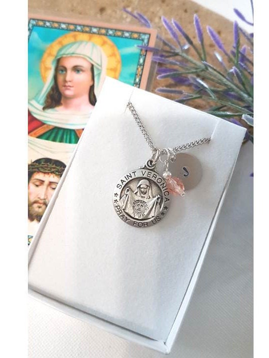 Saint Veronica Pewter Personalized Medal/First Communion Gifts/Girls Confirmation Gifts/Patron Saint of Photographers, laundry workers