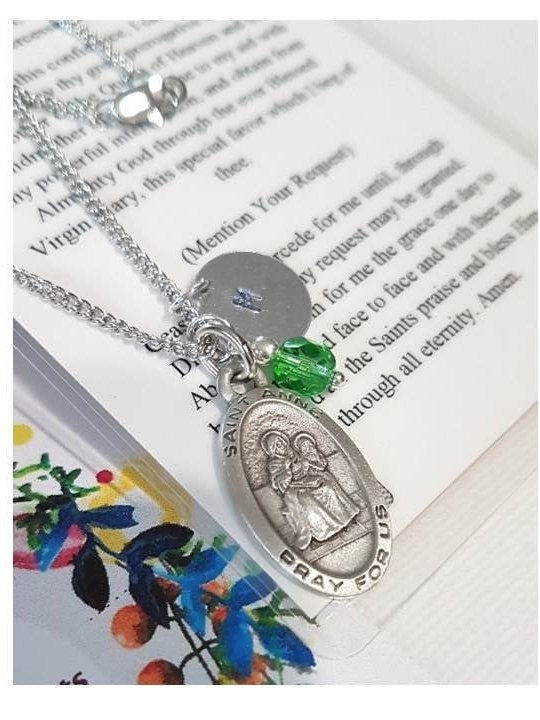 St Anne Pewter Personalized Medal,Saint Anne Patron Saint For Pregnancy,Catholic Medals For Grandmothers, homemakers,mothers,Initial Charm