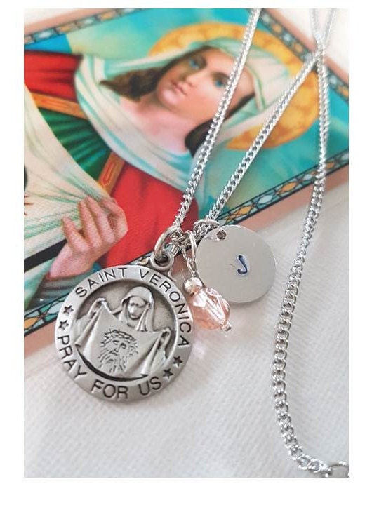 Saint Veronica Pewter Personalized Medal/First Communion Gifts/Girls Confirmation Gifts/Patron Saint of Photographers, laundry workers