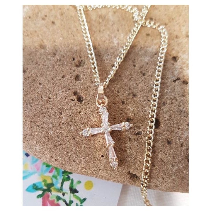 14K Gold Filled Cross Pendant for Girls, Gold Filled CZ Cross Necklace, Petite Cross Medal, Gifts for Her, First Communion and Confirmation