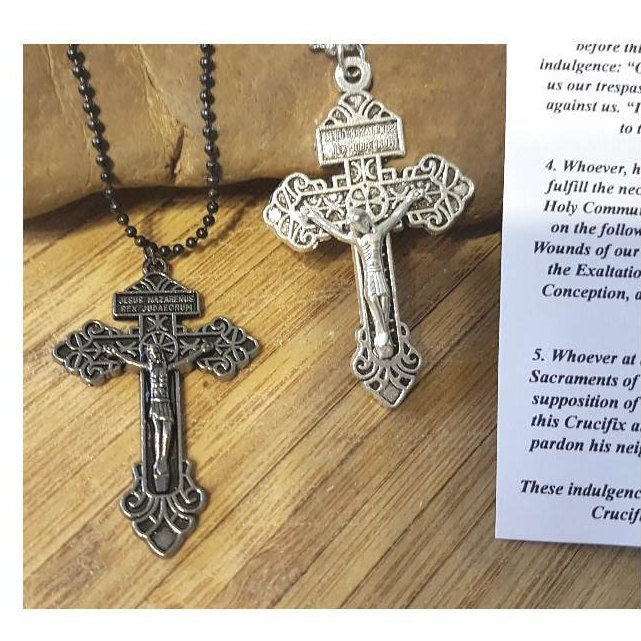 Pardon Cross Necklace,Pardon Crucifix Chain for Men, Men's Cross Pendant,Gunmetal Pardon Cross,Big Silver and Gunmetal Crucifix Necklace