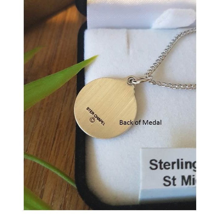 St Michael Sterling Silver Necklace,Sterling St Michael Pray For Us Medal, First Communion gifts for Boys and Girls,Confirmation Gift