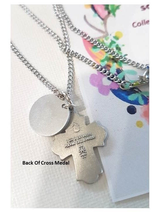 First Communion Cross Necklace,Personalised Chalice Cross Medal,First communion Gifts for Boys and Girls,Cross With Chalice,Hand Stamped