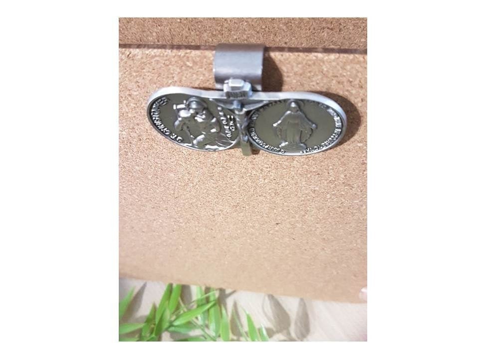 St Christopher and Our Lady of Grace Visor Clip,Patron Saints and Protectors of Travelers,Pewter Visor Clip,Safe Travel Gifts, New Drivers