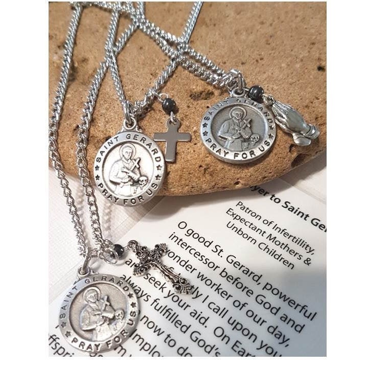 St Gerard Medal with Charm Pendant,Saint Gerard with Prayer Card,Medal with Choose your Charm,Patron Saint for Motherhood and Unborn Child