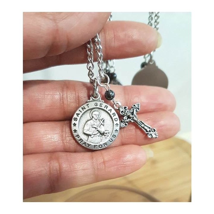 St Gerard Medal with Charm Pendant,Saint Gerard with Prayer Card,Medal with Choose your Charm,Patron Saint for Motherhood and Unborn Child