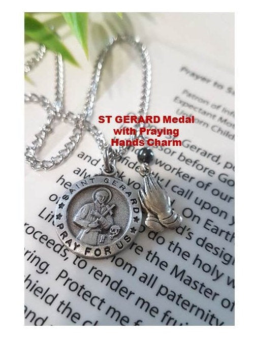 St Gerard Medal with Charm Pendant,Saint Gerard with Prayer Card,Medal with Choose your Charm,Patron Saint for Motherhood and Unborn Child