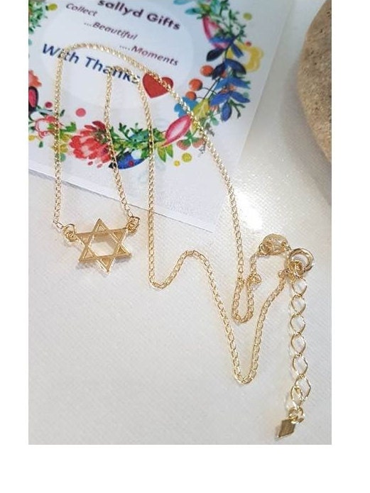 Small Gold Filled Star Of David Necklace,Floating Pendant Star Of David,Cute Gold Filled Shield of David,Magen David Jewelry,18K Rolled Gold