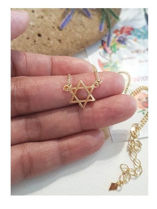Small Gold Filled Star Of David Necklace,Floating Pendant Star Of David,Cute Gold Filled Shield of David,Magen David Jewelry,18K Rolled Gold