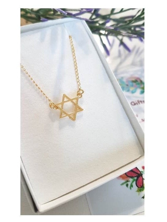 Small Gold Filled Star Of David Necklace,Floating Pendant Star Of David,Cute Gold Filled Shield of David,Magen David Jewelry,18K Rolled Gold