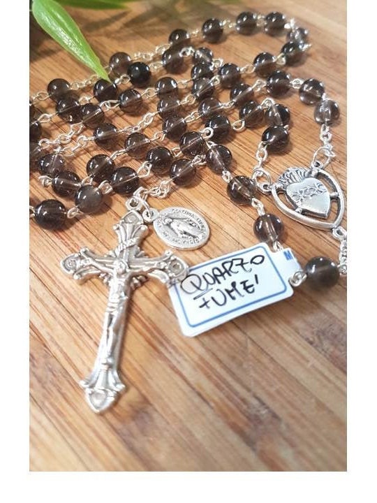 Smoky Quartz Gemstone Rosary,Genuine Gemstone Prayer Beads,Smoky Quartz Natural Stone,Stress Relieves,Italian Imports Beads,Catholic Gifts