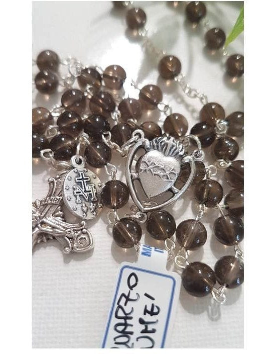 Smoky Quartz Gemstone Rosary,Genuine Gemstone Prayer Beads,Smoky Quartz Natural Stone,Stress Relieves,Italian Imports Beads,Catholic Gifts