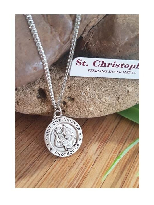Saint Christopher Sterling Silver Necklace,Small Sterling St Christopher Medal,Patron Saint Of Travelers,First Communion Gifts,Confirmation