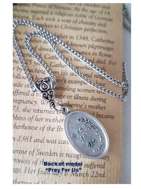 Patron Saint Necklace with Prayer and Novena,St Dymphna for Alzheimer,St Germaine for Disabled,Saint Rita for Physical Abuse.Choose Saint