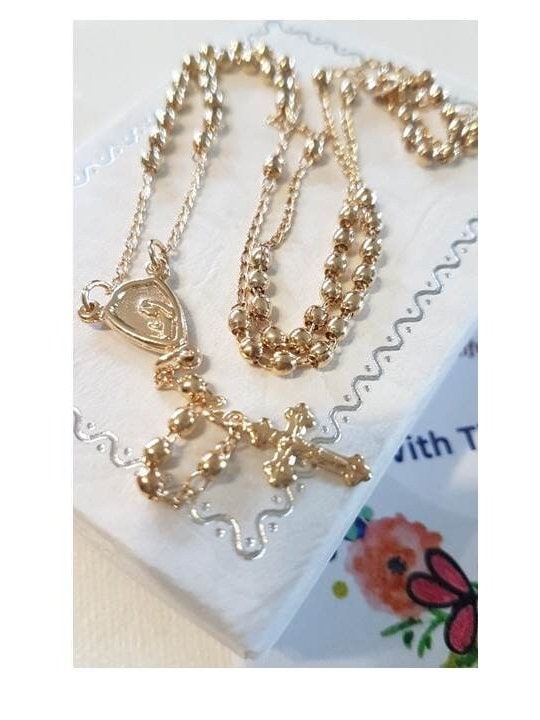 Virgin Mary Gold Filled Rosary Chain,Popular Our Lady Rosary Chain,Dainty Gold Rosary Necklace Jewelry,Ladies Rosary to Wear