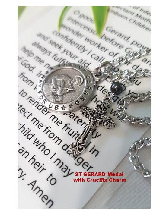 St Gerard Medal with Charm Pendant,Saint Gerard with Prayer Card,Medal with Choose your Charm,Patron Saint for Motherhood and Unborn Child
