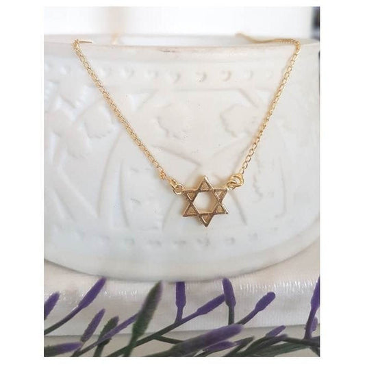 Small Gold Filled Star Of David Necklace,Floating Pendant Star Of David,Cute Gold Filled Shield of David,Magen David Jewelry,18K Rolled Gold