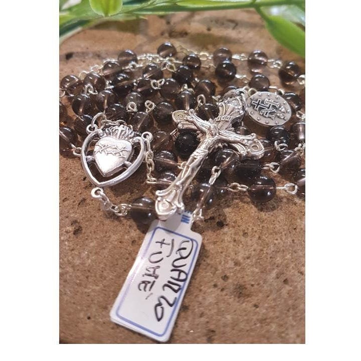 Smoky Quartz Gemstone Rosary,Genuine Gemstone Prayer Beads,Smoky Quartz Natural Stone,Stress Relieves,Italian Imports Beads,Catholic Gifts