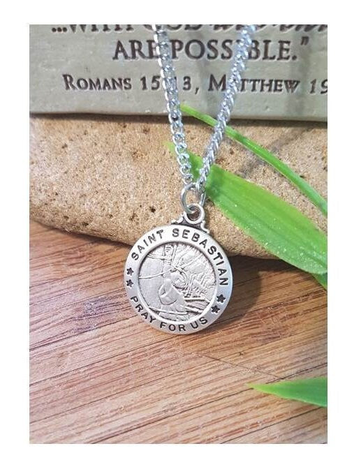 St Sebastian Sterling Medal,Patron Saint for Athletes,Adults Patron Saint Medal,Sterling Silver Saint Sebastian Necklace,Sports Related Gift