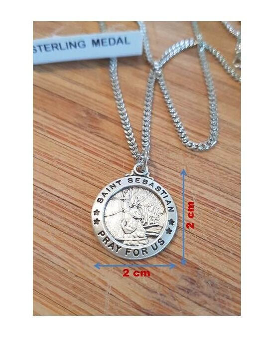 St Sebastian Sterling Medal,Patron Saint for Athletes,Adults Patron Saint Medal,Sterling Silver Saint Sebastian Necklace,Sports Related Gift