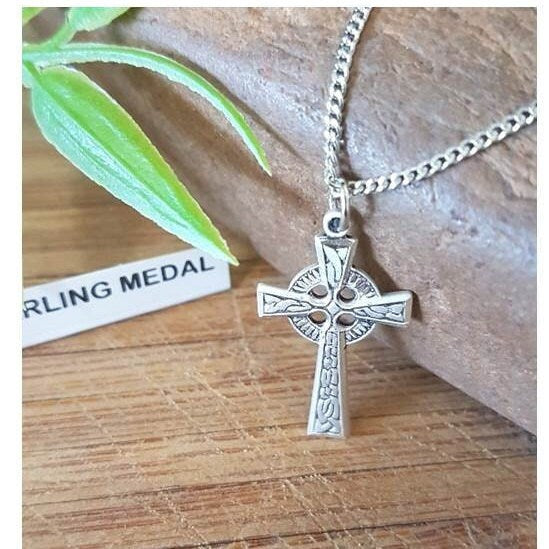 Celtic Sterling silver Cross,Ladies Celtic Cross,Children's Irish Cross,Celtic Knot, Boys Christian Jewelry,St Patricks' Jewelry