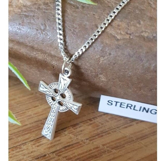 Celtic Sterling silver Cross,Ladies Celtic Cross,Children's Irish Cross,Celtic Knot, Boys Christian Jewelry,St Patricks' Jewelry