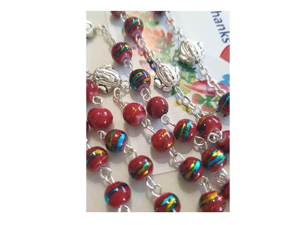 Virgin Of Guadalupe Rosary,Red Venetian Glass Rosary,Our Lady of Guadalupe Medal Rosary,Apparition of Mary Rosary,Latin America Patron Saint